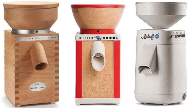 KoMo Classic, KoMo Mio, and Mockmill Stone burr grain mills