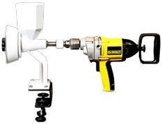 Wonder Junior Grain Mill with optional drill drive adapter. (Drill not included.) Wonder Junior Deluxe grain mill, electric, manual